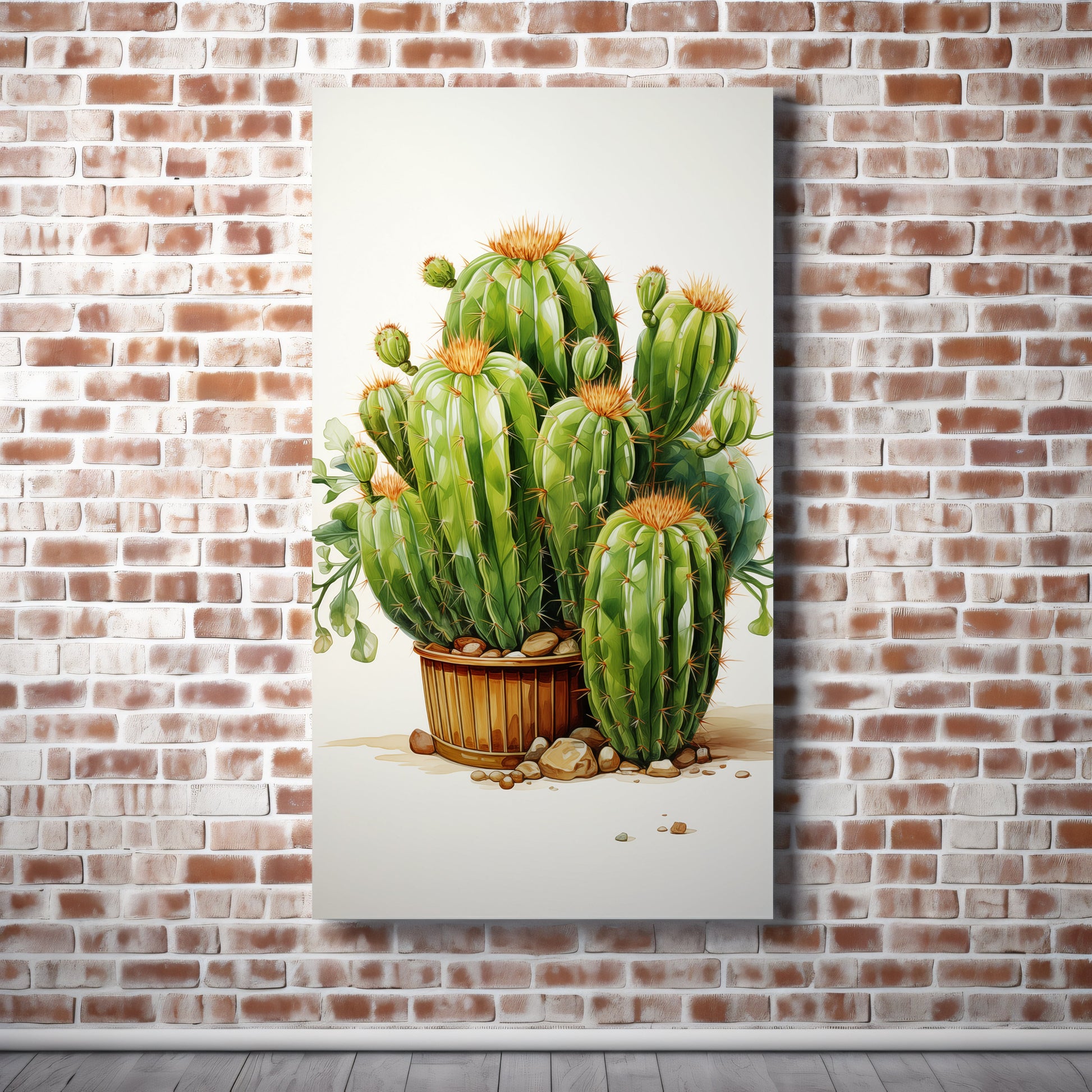 A Collection of Cacti Illustration Pencil Drawing - Digital Artwork Canvas Art Print