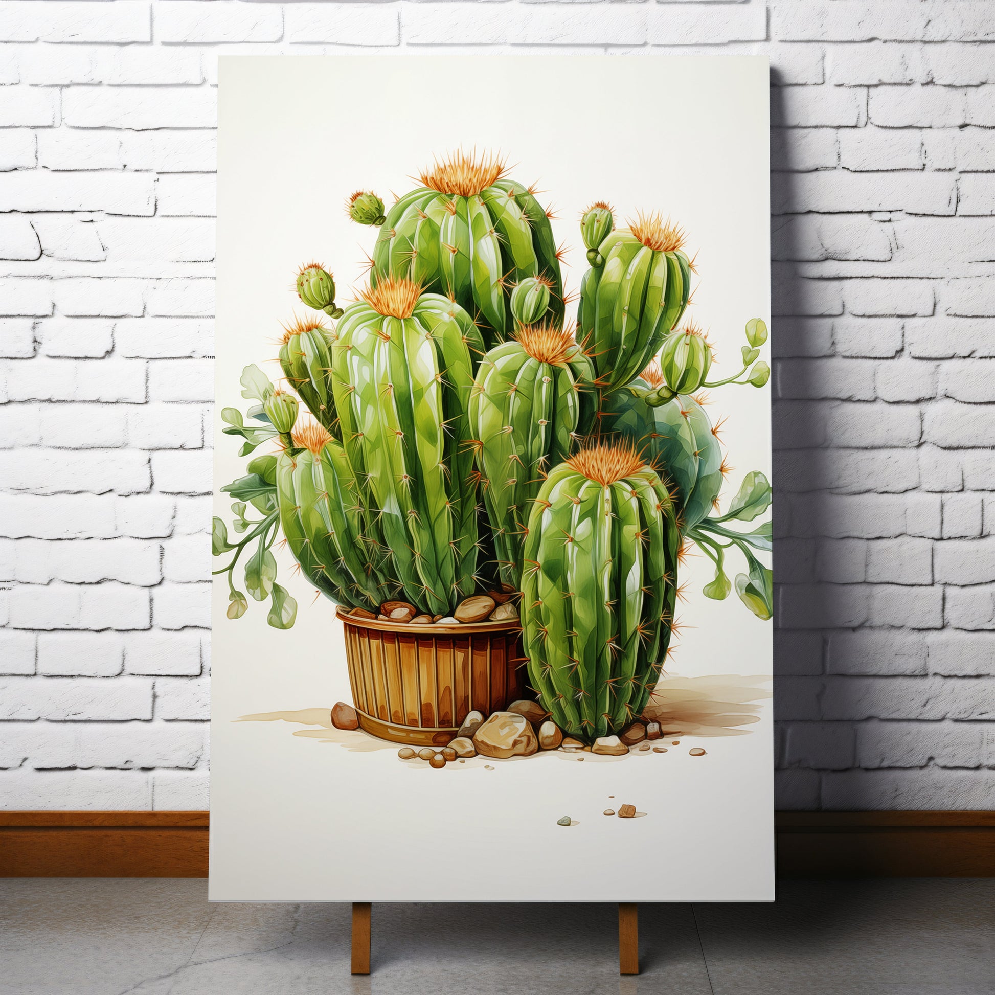 A Collection of Cacti Illustration Pencil Drawing - Digital Artwork Canvas Art Print