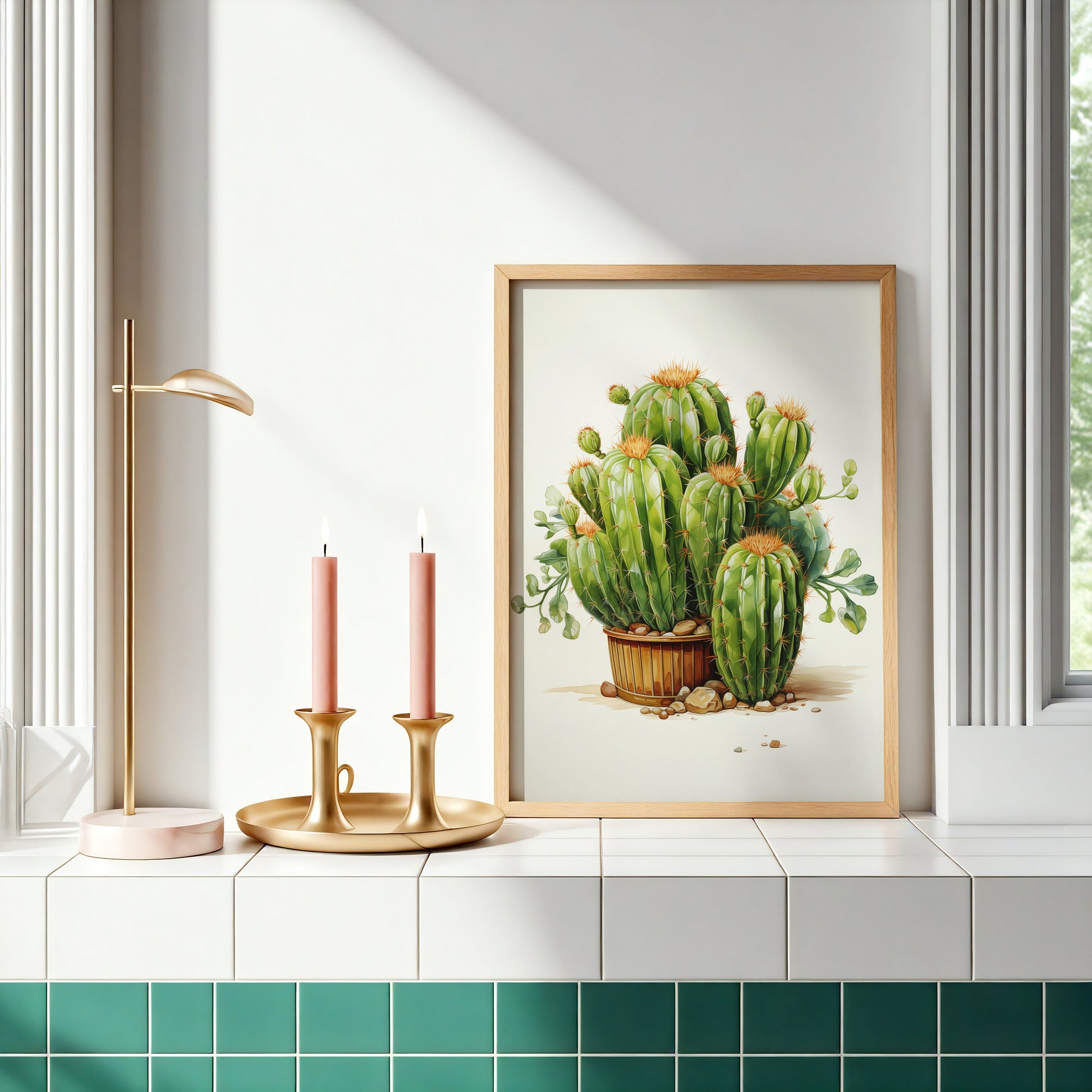 A Collection of Cacti Illustration Pencil Drawing - Digital Artwork Framed Art Print